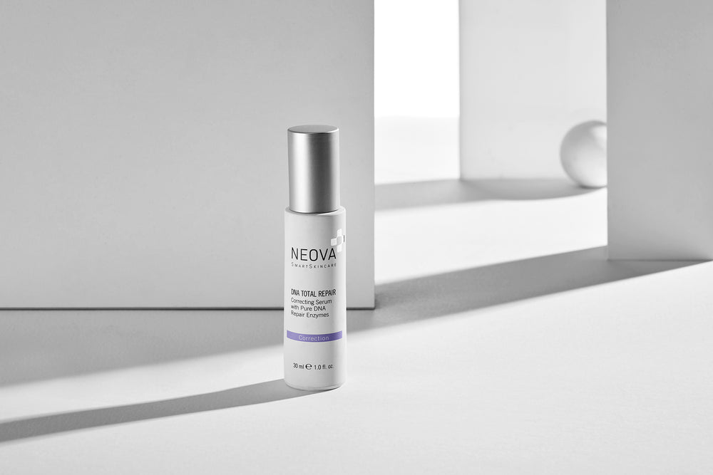 NEOVA DNA Total Repair - Correcting serum with Pure DNA Repair Enzymes on a light gray background